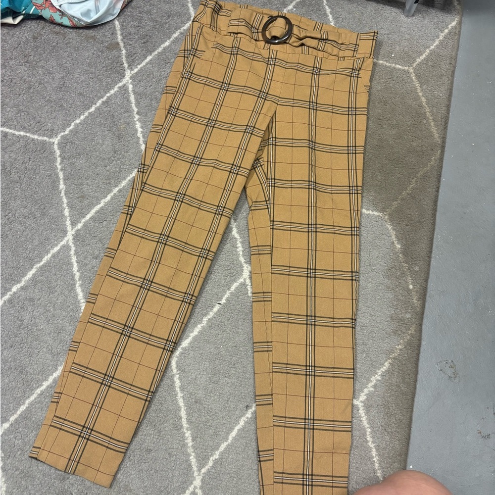 Soho Women’s Brown Plaid pants with Belt